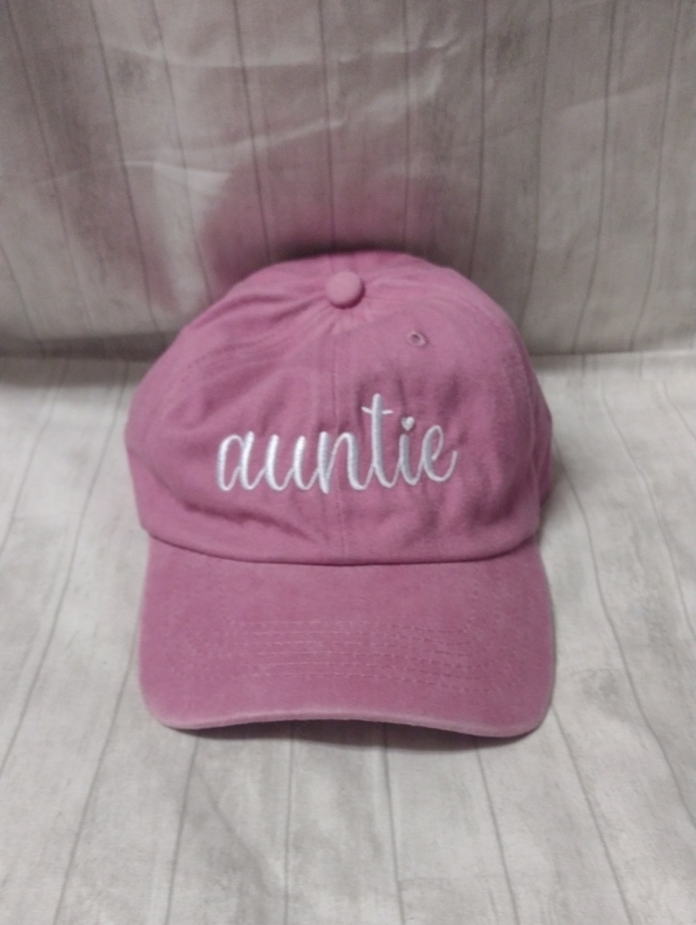 Pink 'Auntie' Embroidered Baseball Cap (J1408)